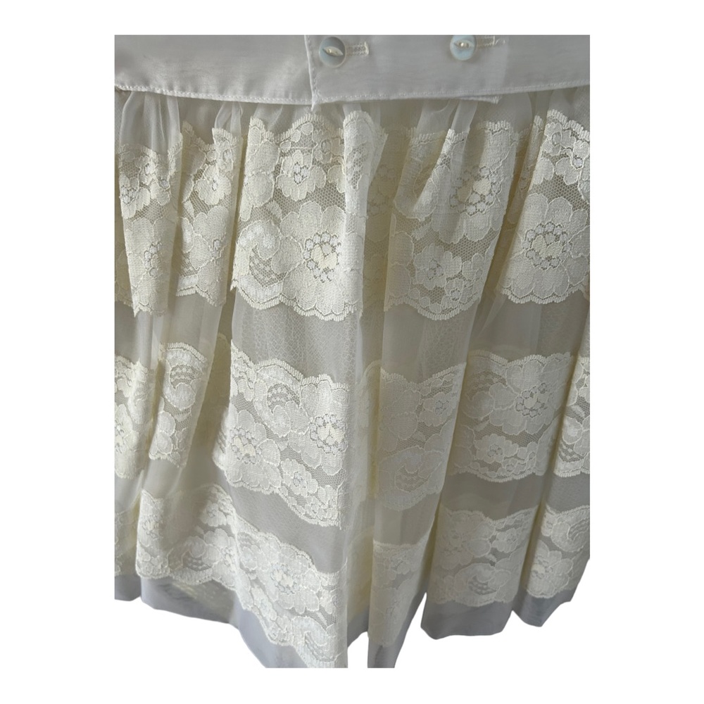 VTG First Holy Communion Dress Cream Lace 3 Piece 80s 90s Dress Slip Scarf READ - Picture 6 of 16